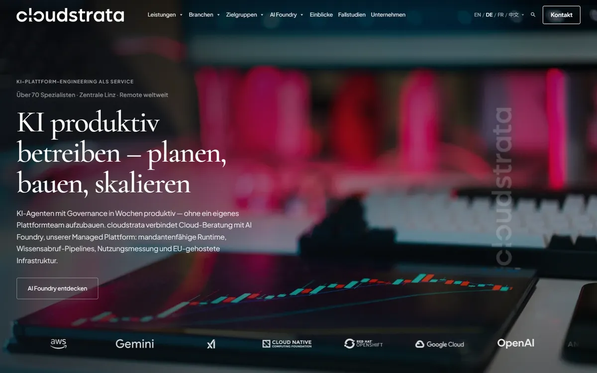 Startseite von cloudstrata.io