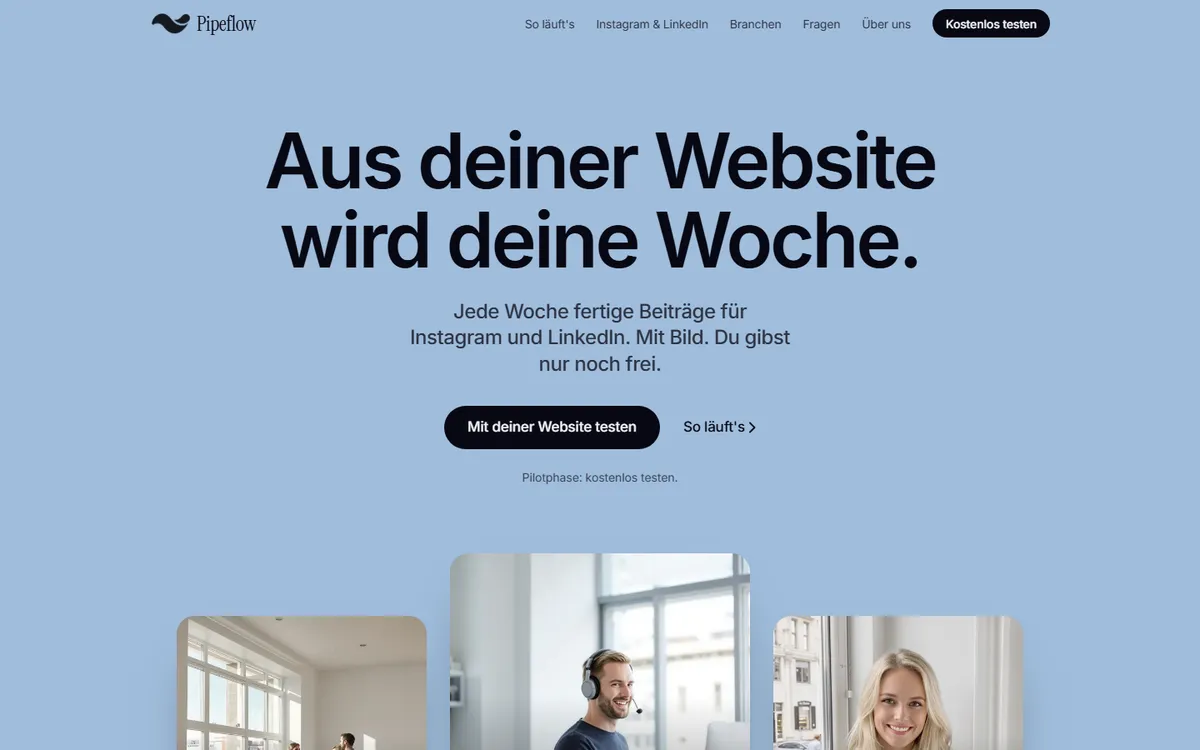 Startseite von pipeflow.at